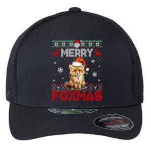 Merry Foxmas Santa Fox Lights Fox Lovers Ugly Xmas Cute Gift Flexfit Unipanel Trucker Cap