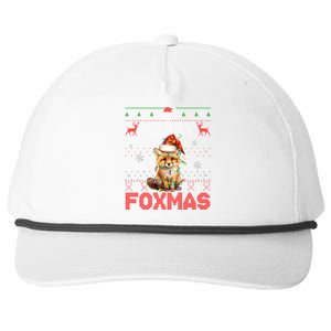 Merry Foxmas Santa Fox Lights Fox Lovers Ugly Xmas Cute Gift Snapback Five-Panel Rope Hat