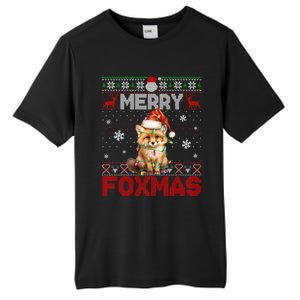 Merry Foxmas Santa Fox Lights Fox Lovers Ugly Xmas Cute Gift Tall Fusion ChromaSoft Performance T-Shirt