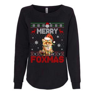 Merry Foxmas Santa Fox Lights Fox Lovers Ugly Xmas Cute Gift Womens California Wash Sweatshirt