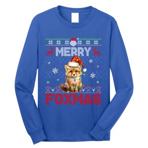 Merry Foxmas Santa Fox Lights Fox Lovers Ugly Xmas Cute Gift Long Sleeve Shirt