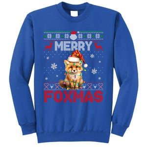 Merry Foxmas Santa Fox Lights Fox Lovers Ugly Xmas Cute Gift Sweatshirt