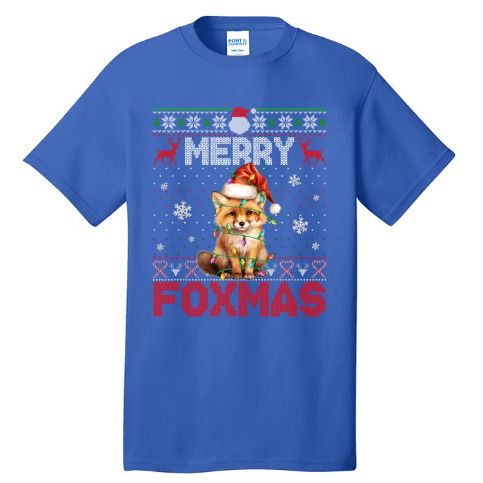 Merry Foxmas Santa Fox Lights Fox Lovers Ugly Xmas Cute Gift Tall T-Shirt