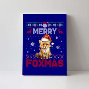 Merry Foxmas Santa Fox Lights Fox Lovers Ugly Xmas Cute Gift Canvas