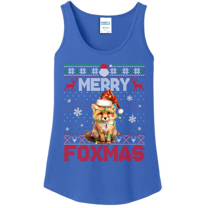 Merry Foxmas Santa Fox Lights Fox Lovers Ugly Xmas Cute Gift Ladies Essential Tank