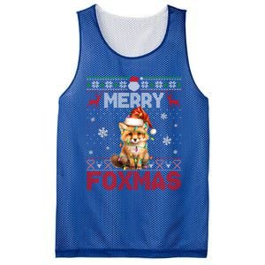 Merry Foxmas Santa Fox Lights Fox Lovers Ugly Xmas Cute Gift Mesh Reversible Basketball Jersey Tank