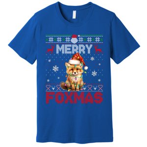 Merry Foxmas Santa Fox Lights Fox Lovers Ugly Xmas Cute Gift Premium T-Shirt