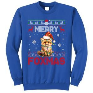 Merry Foxmas Santa Fox Lights Fox Lovers Ugly Xmas Cute Gift Tall Sweatshirt