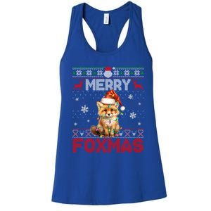 Merry Foxmas Santa Fox Lights Fox Lovers Ugly Xmas Cute Gift Women's Racerback Tank