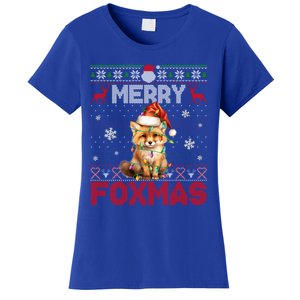 Merry Foxmas Santa Fox Lights Fox Lovers Ugly Xmas Cute Gift Women's T-Shirt