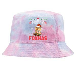 Merry Foxmas Santa Fox Lights Fox Lovers Ugly Xmas Cute Gift Tie-Dyed Bucket Hat