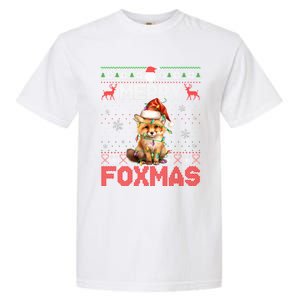 Merry Foxmas Santa Fox Lights Fox Lovers Ugly Xmas Cute Gift Garment-Dyed Heavyweight T-Shirt