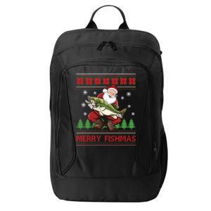 Merry Fishmas Santa Fishing Ugly Christmas Style Gift City Backpack