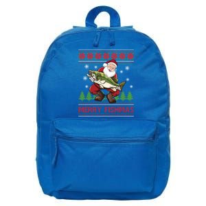 Merry Fishmas Santa Fishing Ugly Christmas Style Gift 16 in Basic Backpack