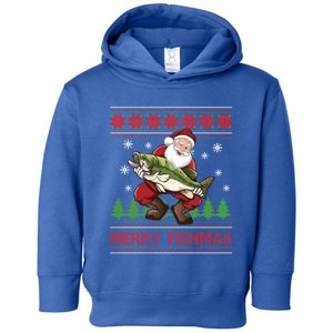 Merry Fishmas Santa Fishing Ugly Christmas Style Gift Toddler Hoodie