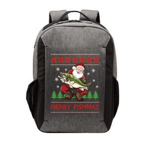 Merry Fishmas Santa Fishing Ugly Christmas Style Gift Vector Backpack