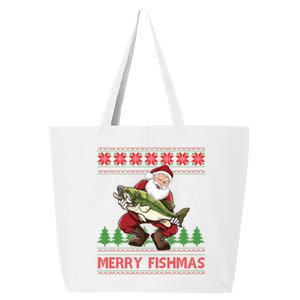 Merry Fishmas Santa Fishing Ugly Christmas Style Gift 25L Jumbo Tote