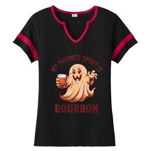 My Favorite Spirit Is Bourbon | Bourbon Lover Gifts Ladies Halftime Notch Neck Tee