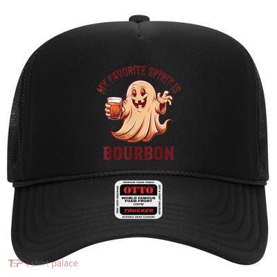 My Favorite Spirit Is Bourbon | Bourbon Lover Gifts High Crown Mesh Back Trucker Hat