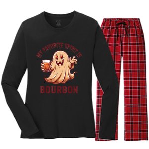 My Favorite Spirit Is Bourbon | Bourbon Lover Gifts Women's Long Sleeve Flannel Pajama Set 