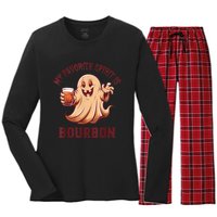 My Favorite Spirit Is Bourbon | Bourbon Lover Gifts Women's Long Sleeve Flannel Pajama Set 