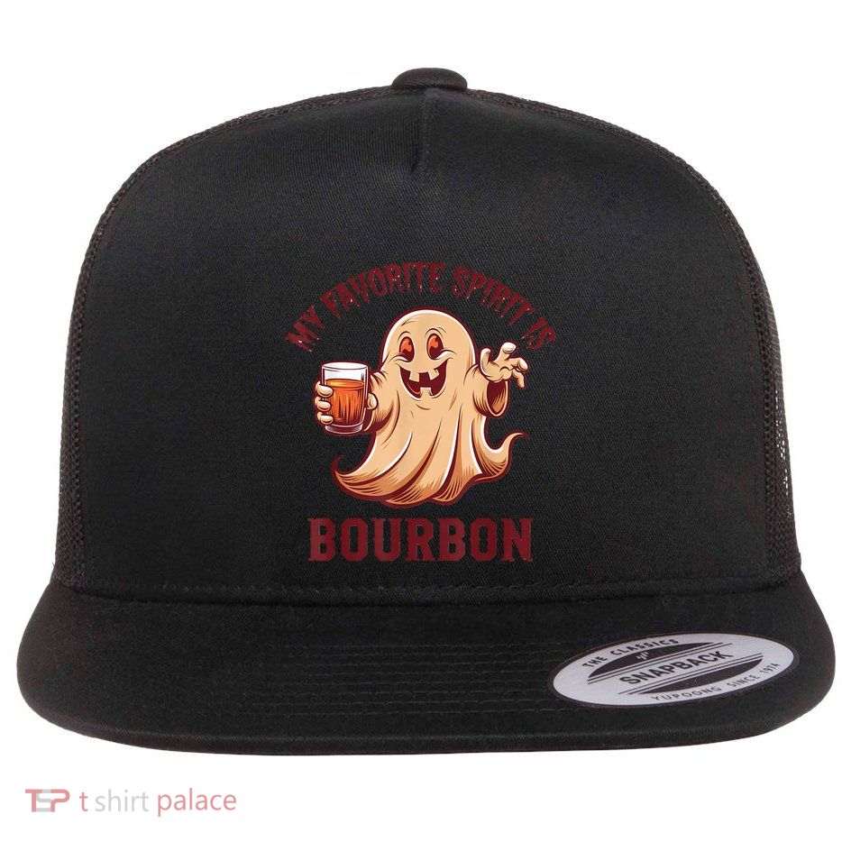 My Favorite Spirit Is Bourbon | Bourbon Lover Gifts Flat Bill Trucker Hat