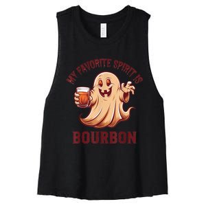 My Favorite Spirit Is Bourbon | Bourbon Lover Gifts Women's Racerback Cropped Tank