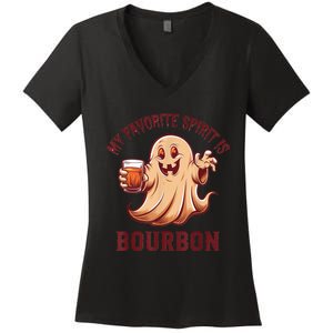 My Favorite Spirit Is Bourbon | Bourbon Lover Gifts Women's V-Neck T-Shirt