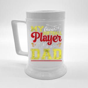 My Favorite Softball Player Calls Me Dad Softball Dad Gift Beer Stein