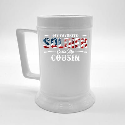 My Favorite Soldier Calls Me Cousin Gift Fathers Day Gift Beer Stein