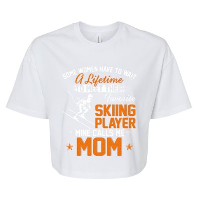 My Favorite Skiing Player Calls Me Mom Gift For Mother Mama Gift Bella+Canvas Jersey Crop Tee