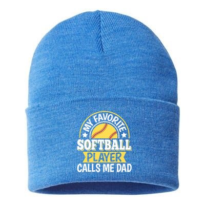 My Favorite Softball Player Calls Me Dad Softball Gift Sustainable Knit Beanie