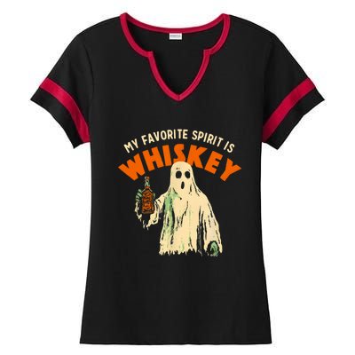 My Favorite Spirit Is Whiskey Ladies Halftime Notch Neck Tee