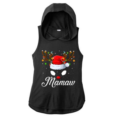 Matching Family Santa Hat Mamaw Reindeer Christmas Gift Ladies PosiCharge Tri-Blend Wicking Draft Hoodie Tank