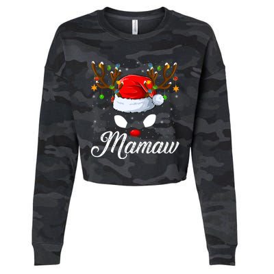 Matching Family Santa Hat Mamaw Reindeer Christmas Gift Cropped Pullover Crew