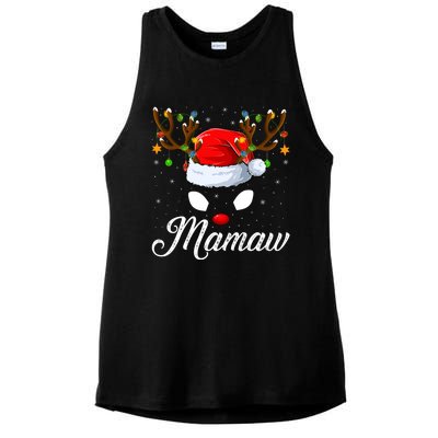 Matching Family Santa Hat Mamaw Reindeer Christmas Gift Ladies PosiCharge Tri-Blend Wicking Tank