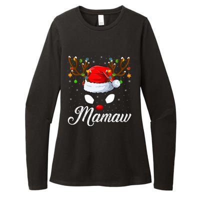 Matching Family Santa Hat Mamaw Reindeer Christmas Gift Womens CVC Long Sleeve Shirt