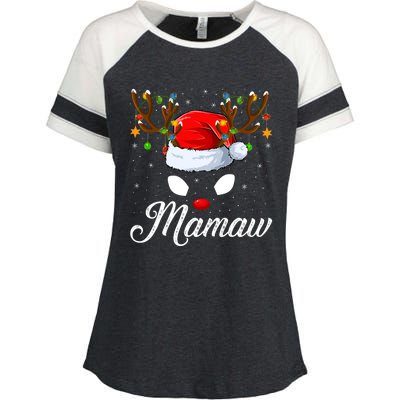 Matching Family Santa Hat Mamaw Reindeer Christmas Gift Enza Ladies Jersey Colorblock Tee