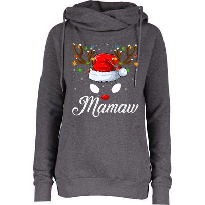 Matching Family Santa Hat Mamaw Reindeer Christmas Gift Womens Funnel Neck Pullover Hood