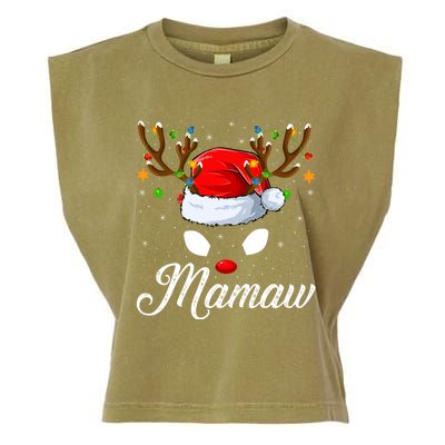 Matching Family Santa Hat Mamaw Reindeer Christmas Gift Garment-Dyed Women's Muscle Tee