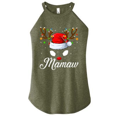 Matching Family Santa Hat Mamaw Reindeer Christmas Gift Women's Perfect Tri Rocker Tank