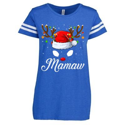 Matching Family Santa Hat Mamaw Reindeer Christmas Gift Enza Ladies Jersey Football T-Shirt