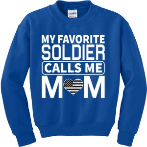 My Favorite Soldier Calls Me Mom Proud Army Mom Gift Kids Sweatshirt