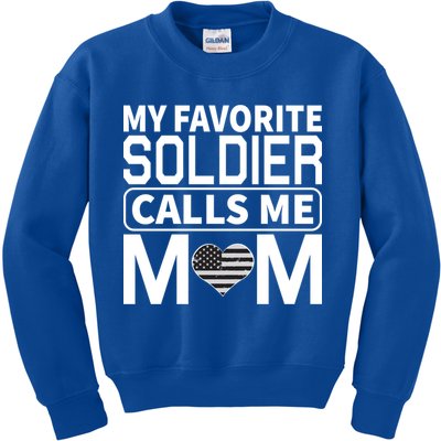 My Favorite Soldier Calls Me Mom Proud Army Mom Gift Kids Sweatshirt