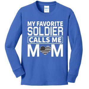 My Favorite Soldier Calls Me Mom Proud Army Mom Gift Kids Long Sleeve Shirt