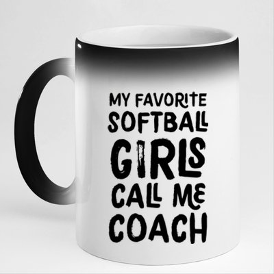 My Favorite Softball Girl Call Me Coach Funny 11oz Black Color Changing Mug