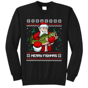 Merry Fishmas Santa Fishing Lover Christmas Holiday Ugly Sweater Sweatshirt