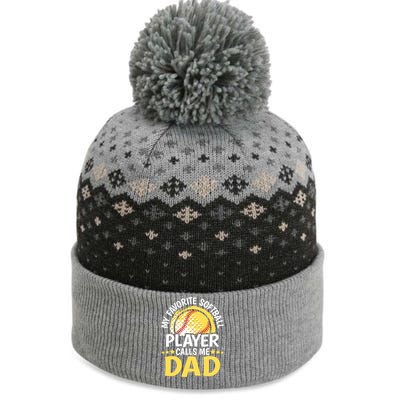 My Favorite Softball Player Calls Me Dad Funny Softball Dad Gift The Baniff Cuffed Pom Beanie