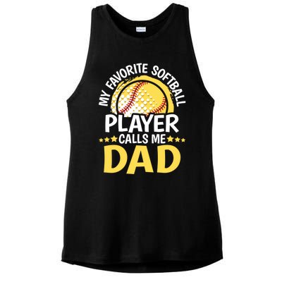 My Favorite Softball Player Calls Me Dad Funny Softball Dad Gift Ladies PosiCharge Tri-Blend Wicking Tank