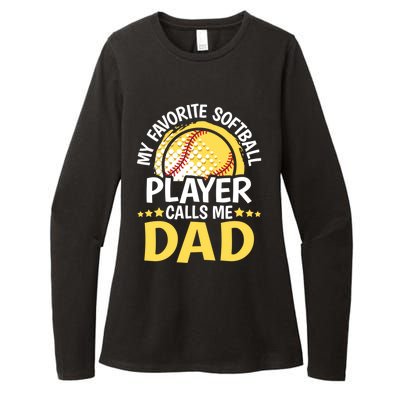 My Favorite Softball Player Calls Me Dad Funny Softball Dad Gift Womens CVC Long Sleeve Shirt